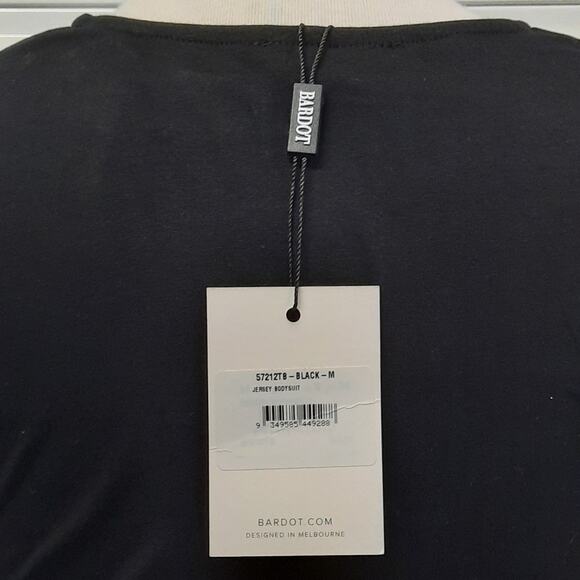 Bardot Bodysuit Top Womens Medium Black Long Sleeve Cut Out Stretch Jersey - Picture 8 of 12